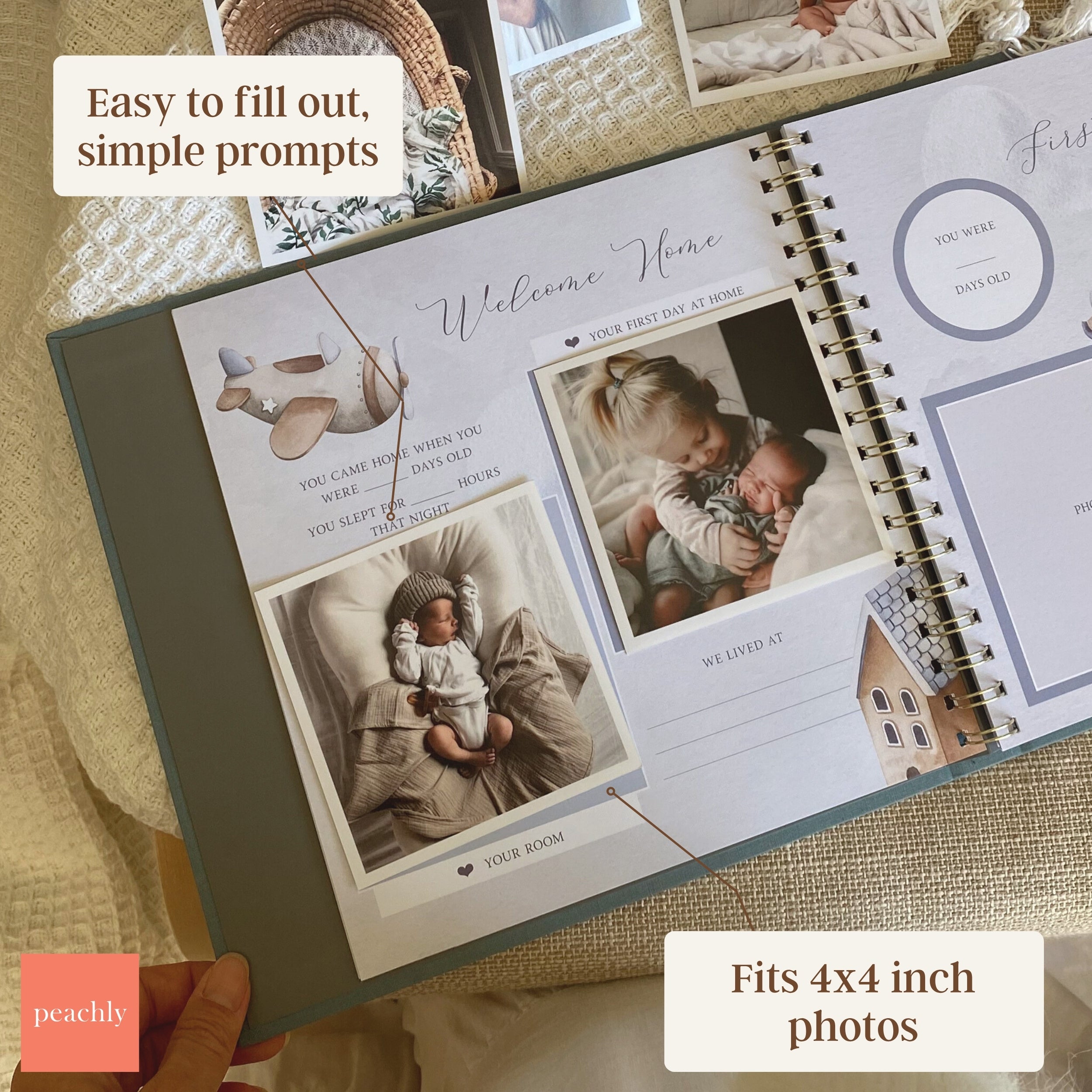 (COMING SOON) Finn Blue - Baby Memory Book - Peachly Australia