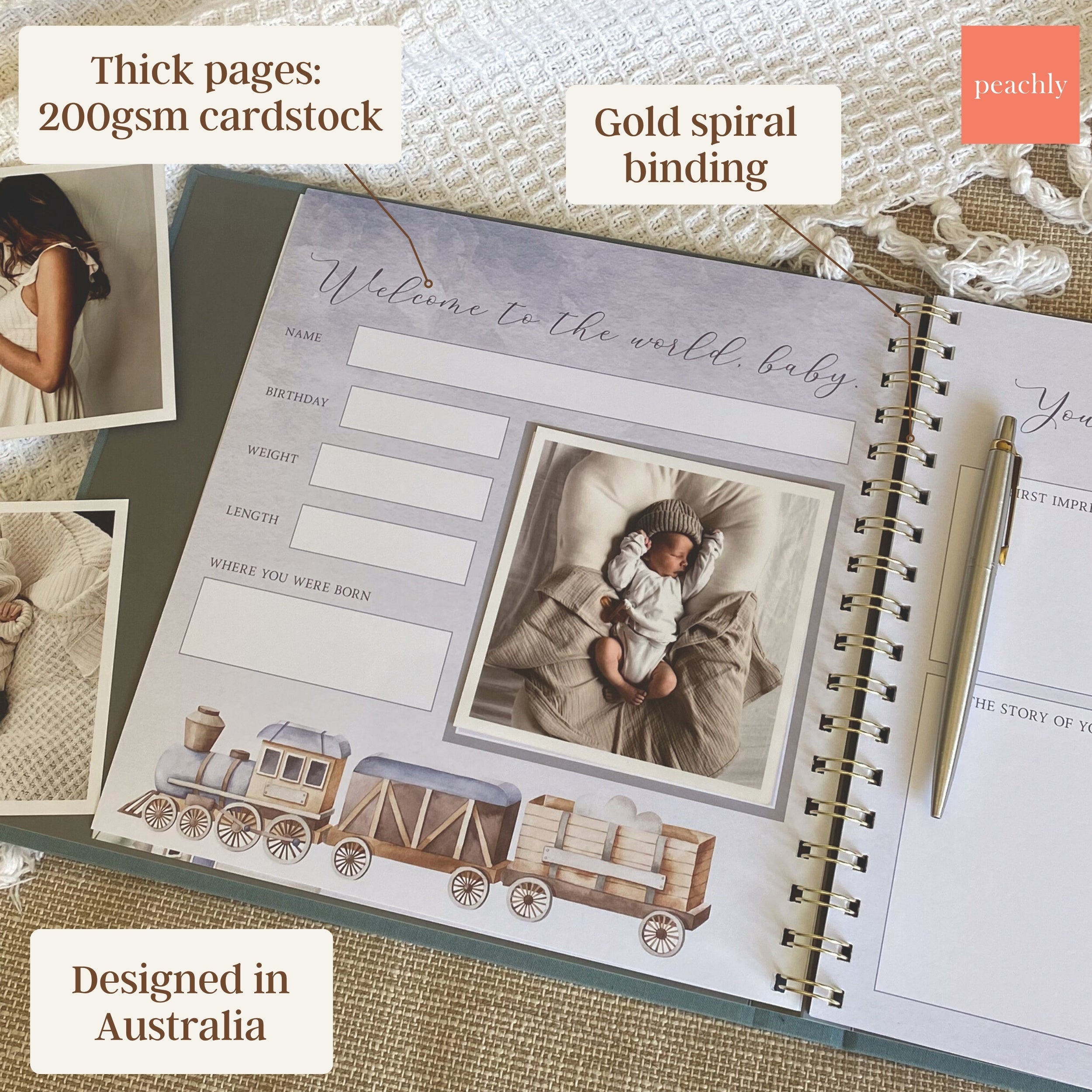 (COMING SOON) Finn Blue - Baby Memory Book - Peachly Australia