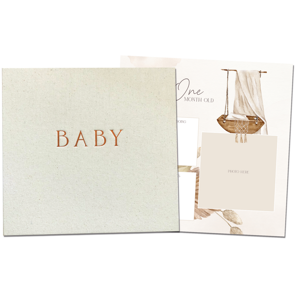 'Haven' Gender Neutral Baby Record Book Peachly Peachly Australia