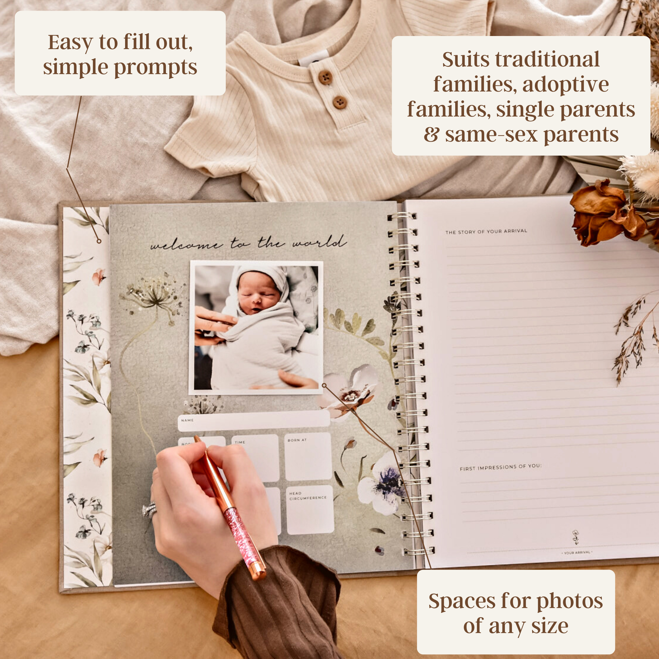 Fleur - Baby Record Book - Peachly Australia