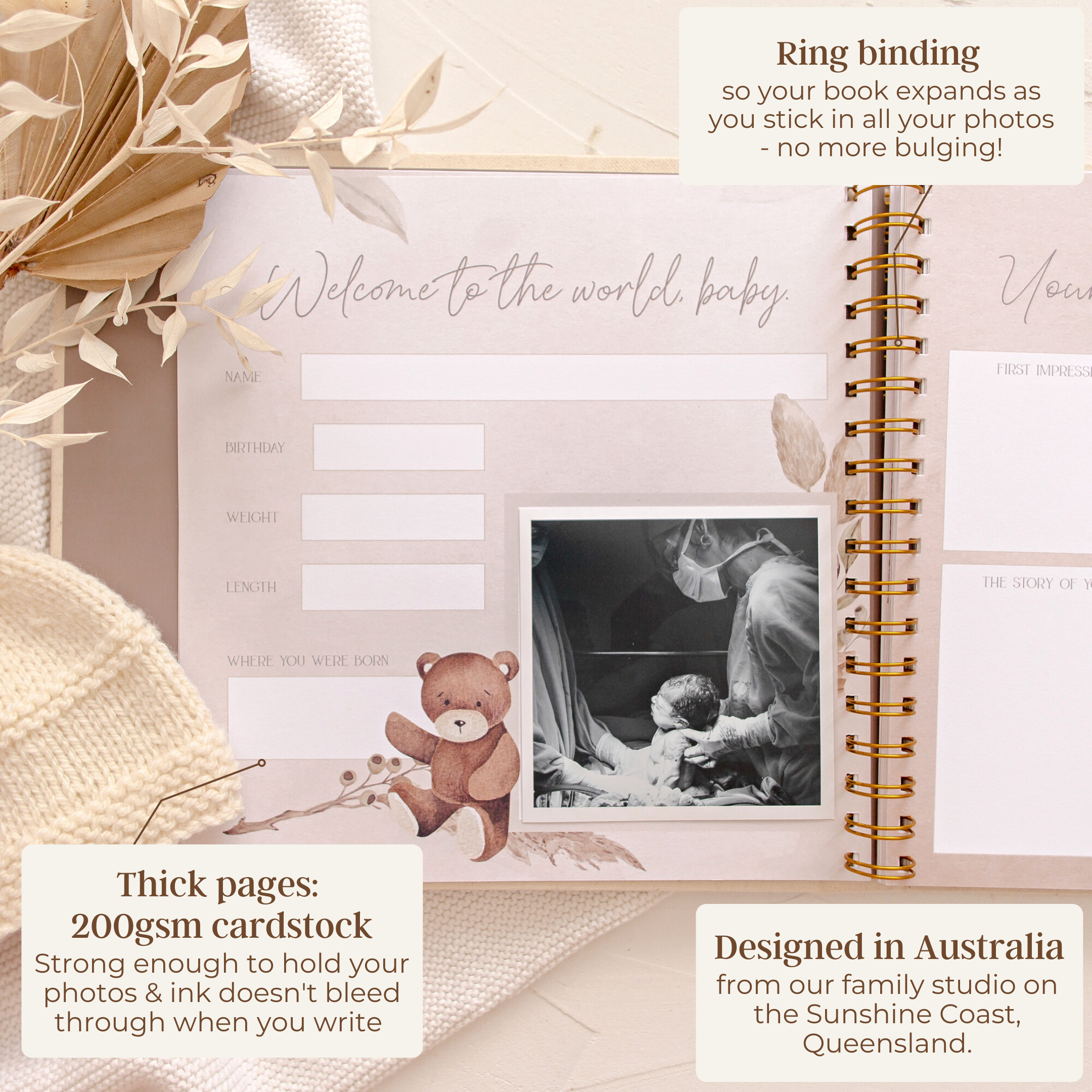 Haven - Baby Record Book - Peachly Australia