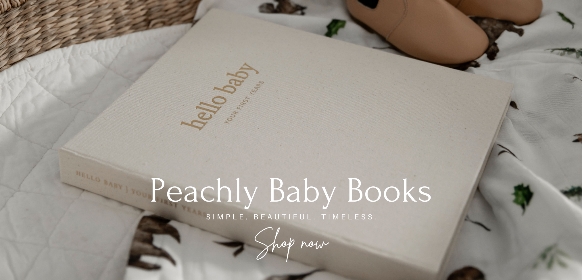 Peachly Baby Memory Book | Minimalist Floral First Year Keepsake for Milestones and Memories | Simple Baby Scrapbook Books for Girl | 60 Pages Beige