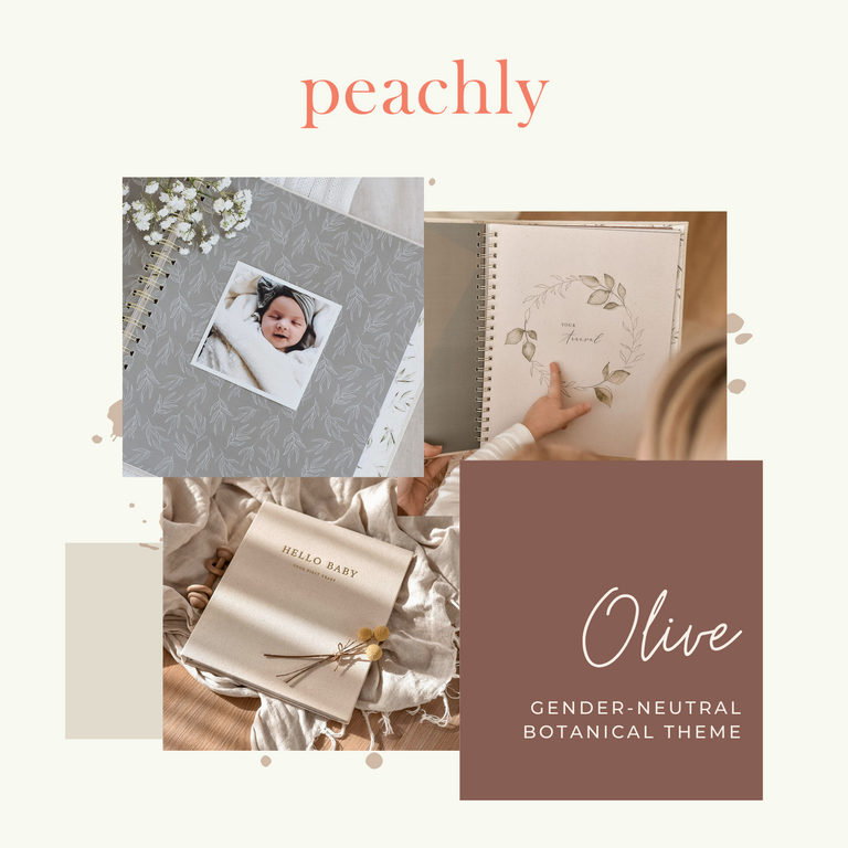 'Olive' Gender Neutral Baby Record Book - Peachly | Peachly Australia