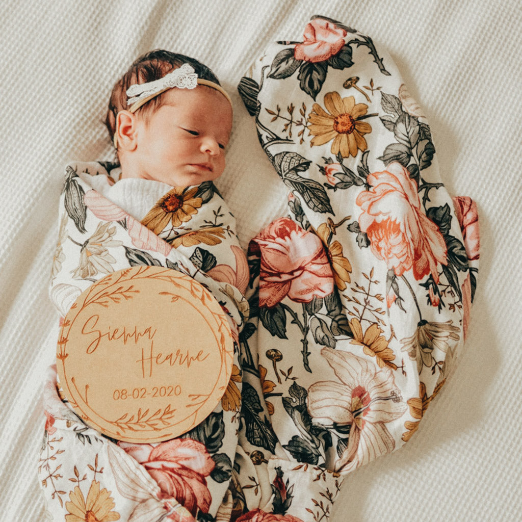 Vintage Floral - Bamboo Swaddle Wrap - Peachly Australia