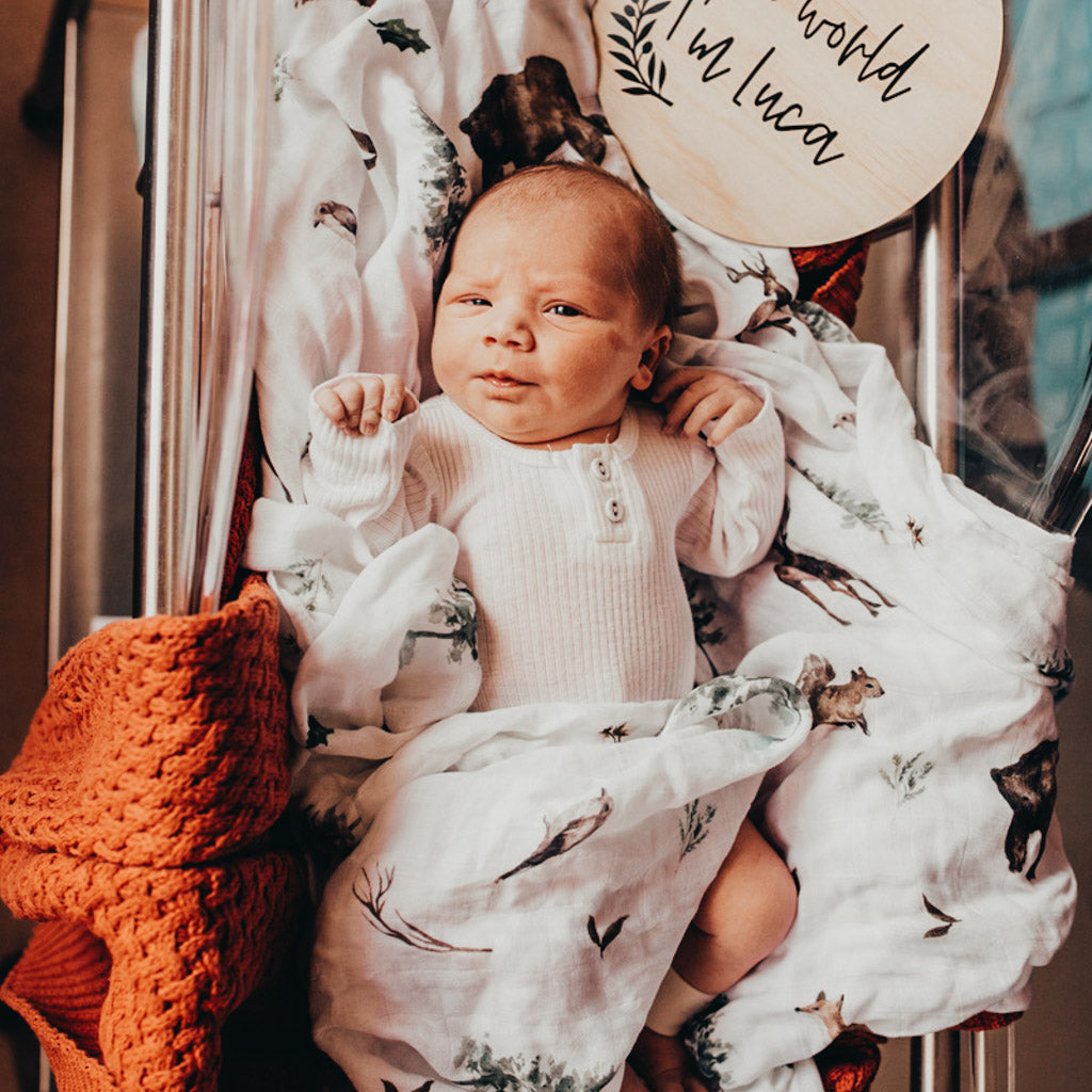 Woodland - Bamboo Swaddle Wrap - Peachly Australia