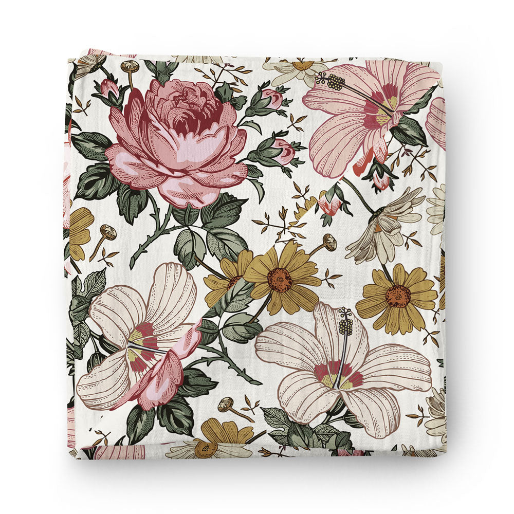 Vintage Floral - Bamboo Swaddle Wrap - Peachly Australia