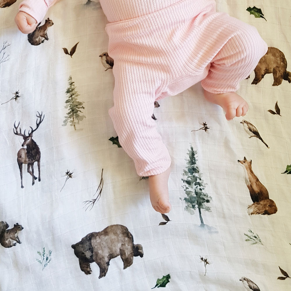 Woodland - Bamboo Swaddle Wrap - Peachly Australia