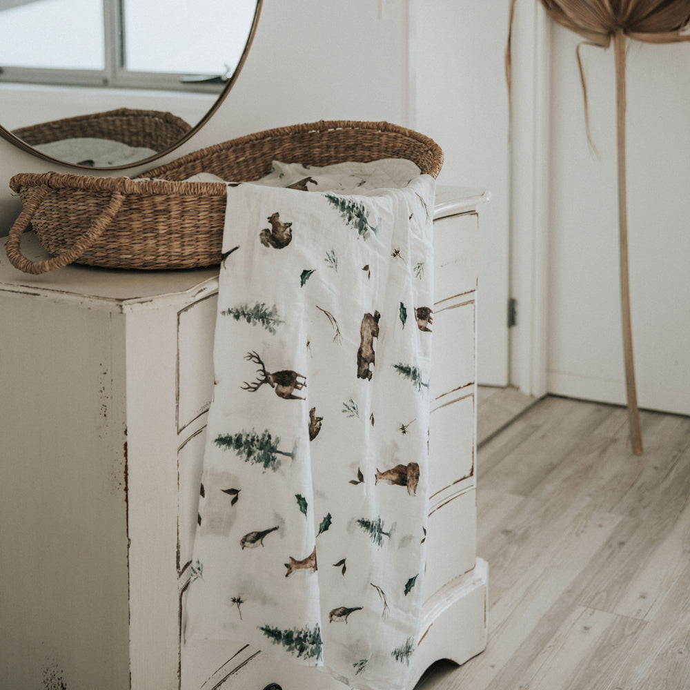 Woodland - Bamboo Swaddle Wrap - Peachly Australia