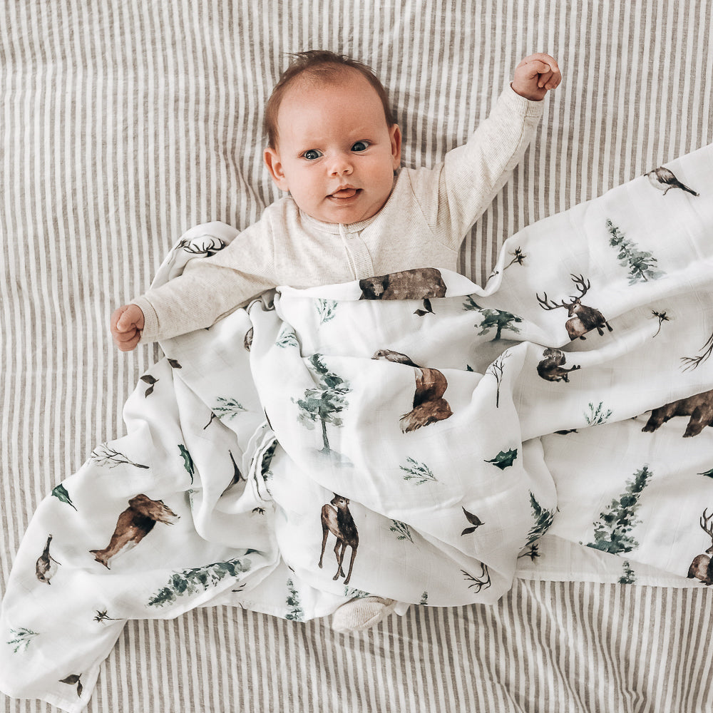 Woodland - Bamboo Swaddle Wrap - Peachly Australia