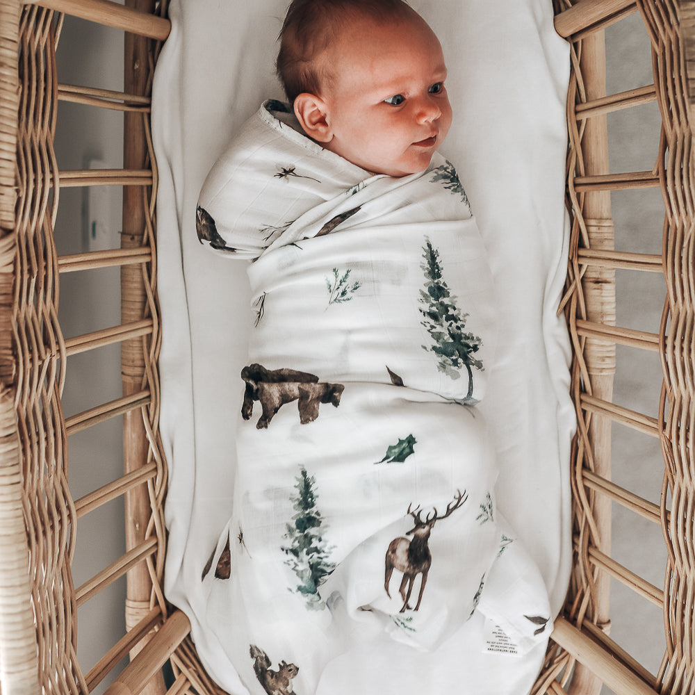 Woodland - Bamboo Swaddle Wrap - Peachly Australia