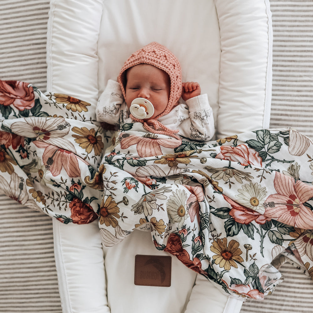 Vintage Floral - Bamboo Swaddle Wrap - Peachly Australia