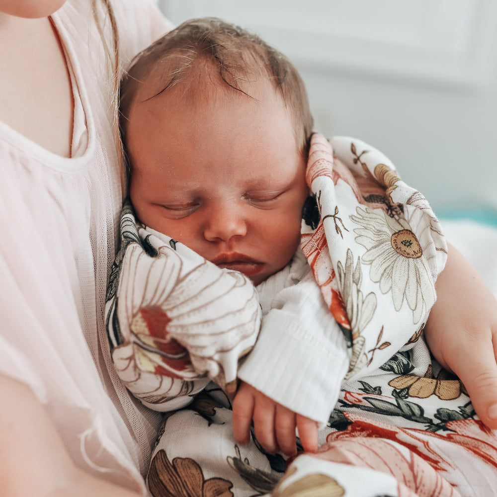 Vintage Floral - Bamboo Swaddle Wrap - Peachly Australia