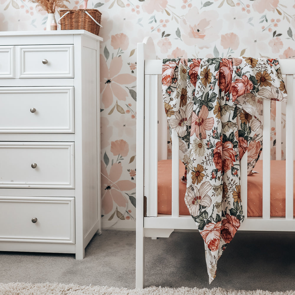 Vintage Floral - Bamboo Swaddle Wrap - Peachly Australia
