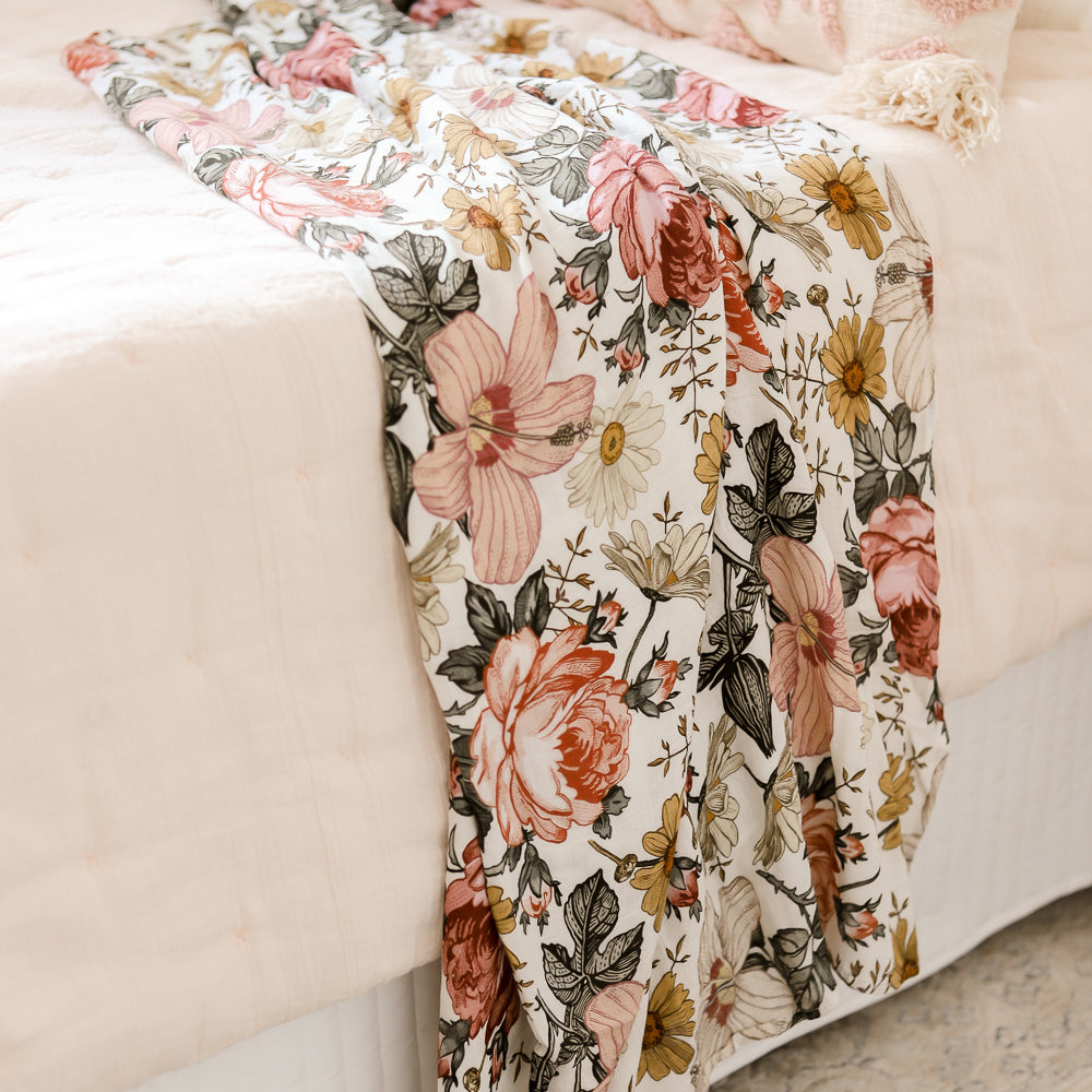Vintage Floral - Bamboo Swaddle Wrap - Peachly Australia