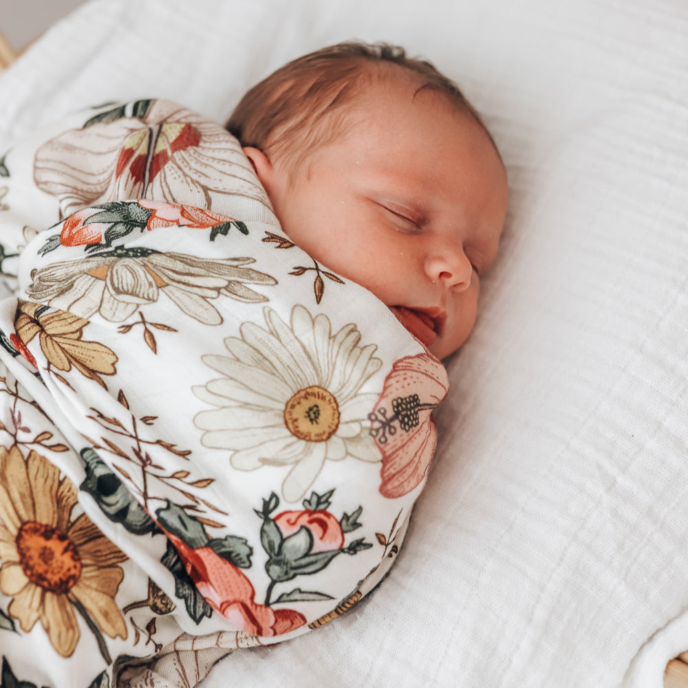 Vintage Floral - Bamboo Swaddle Wrap - Peachly Australia